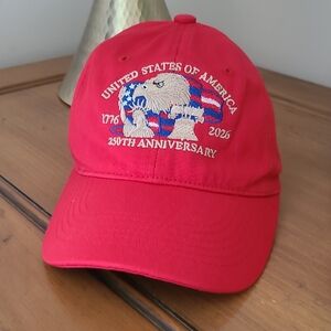 United States of America USA 250th Anniversary Red Hat Adjustable Patriotic